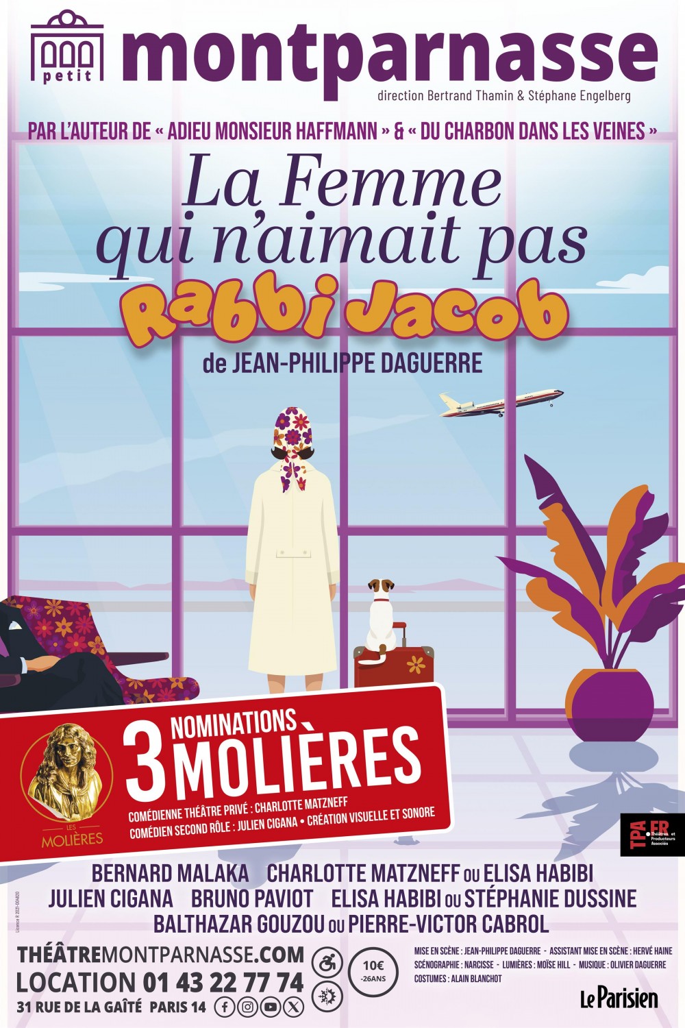 Affiche de La Femme qui n'aimait pas Rabbi Jacob, de Jean-Philippe Daguerre, au Théâtre Montparnasse
